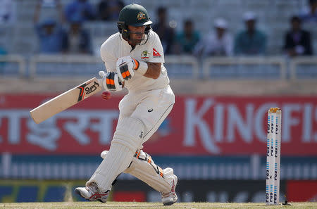 Cricket - India v Australia - Third Test cricket match - Jharkhand State Cricket Association Stadium, Ranchi, India - 17/03/17 - Australia's Glenn Maxwell plays a shot. REUTERS/Adnan Abidi