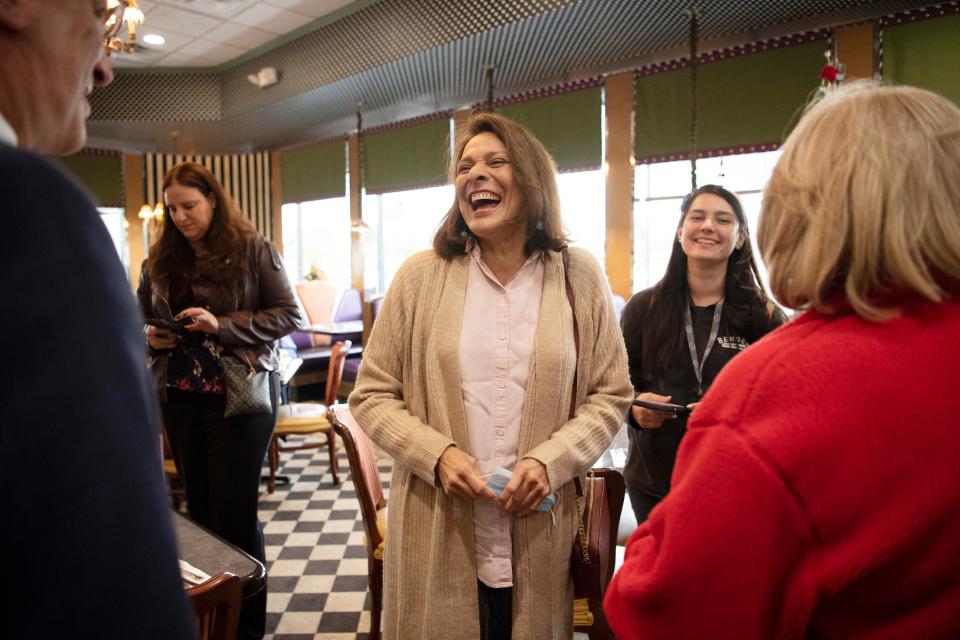 Shama Haider, center, campaigned for the state Assembly with supporters at the Chit Chat Diner in Hackensack on Tuesday. The Democrat is thought to be the first Muslim candidate ever elected to the state Legislature.