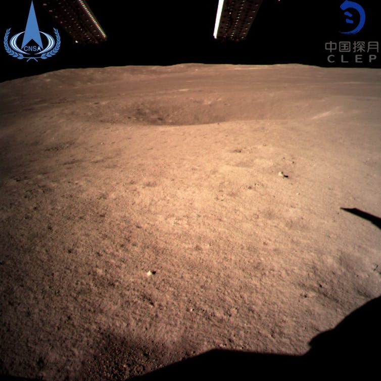 <span class="caption">The first photo of the moon’s far side taken by Change'4.</span> <span class="attribution"><a class="link " href="http://www.epa.eu/science-photos/space-programmes-photos/chinese-lunar-probe-make-historic-first-ever-soft-landing-on-far-side-of-moon-photos-54871419" rel="nofollow noopener" target="_blank" data-ylk="slk:China National Space Administration/EPA;elm:context_link;itc:0;sec:content-canvas">China National Space Administration/EPA</a></span>