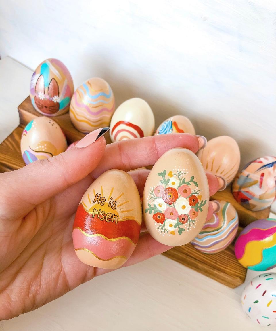 26) Hand Painted Wooden Easter Eggs