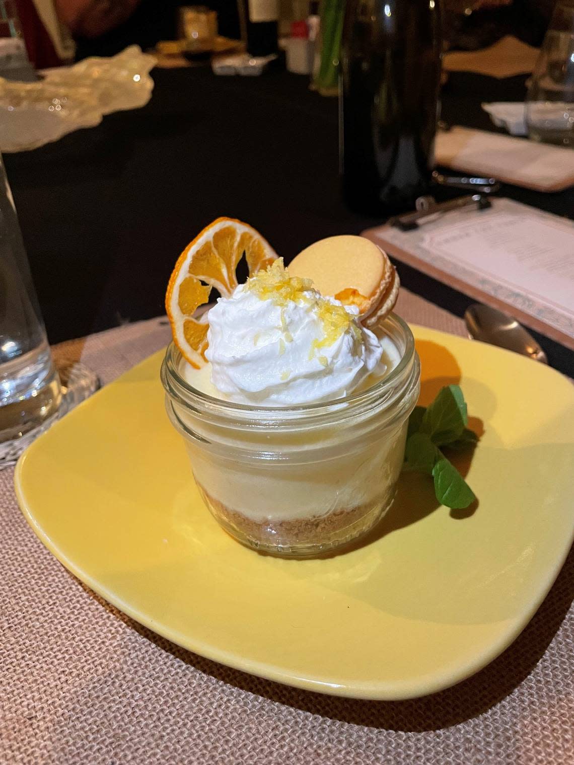 No five-course meal would be complete without dessert, and this lemon curd pie in a jar did the trick at a recent Under The Table dinner. Amos Rothstein