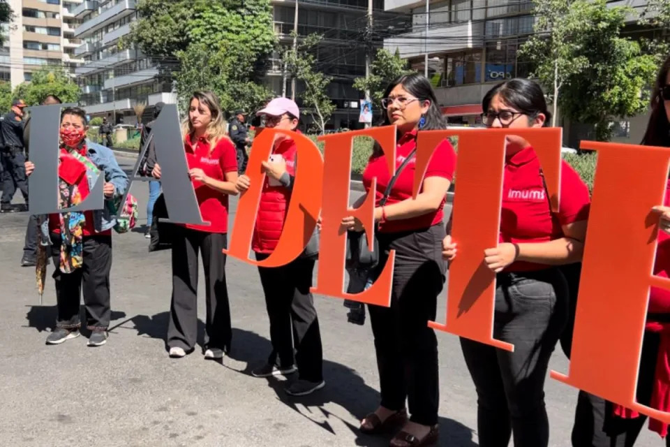 Protesta en INM por migrantes de Ciudad Juárez. Foto: Marcela Nochebuena