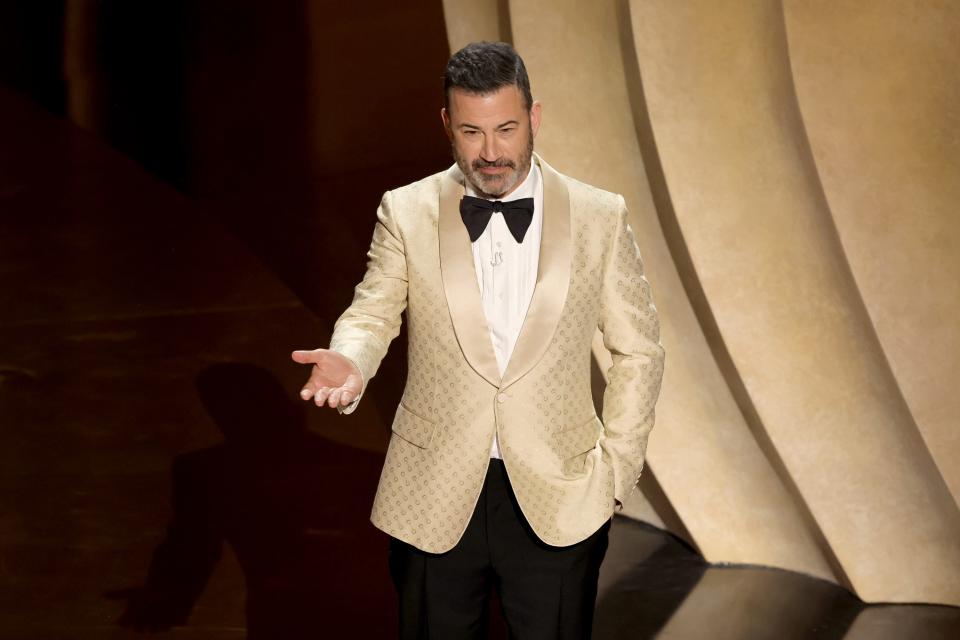 Host Jimmy Kimmel speaks onstage during the 96th annual Academy Awards at the Dolby Theatre on March 10, 2024, in Hollywood, California.