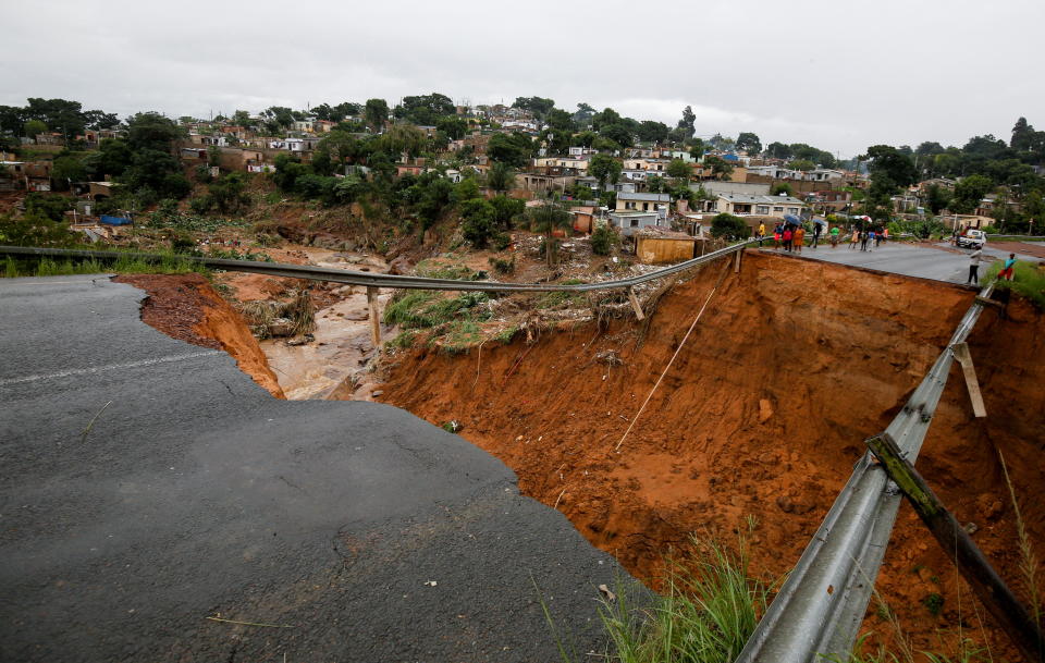 A destroyed bridge in Durban, South Africa