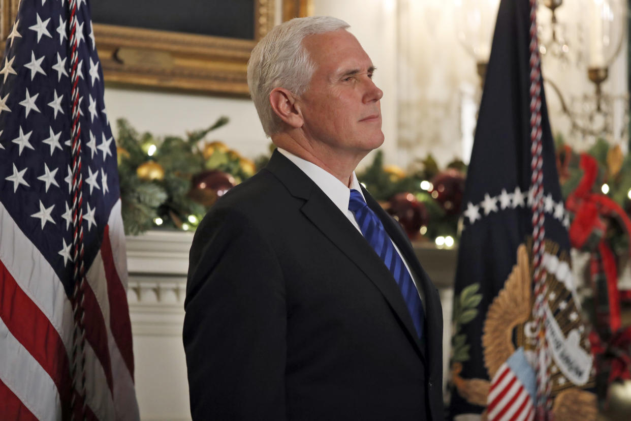 Vice President Pence at the White House on Dec. 6. (Photo: Alex Brandon/AP)