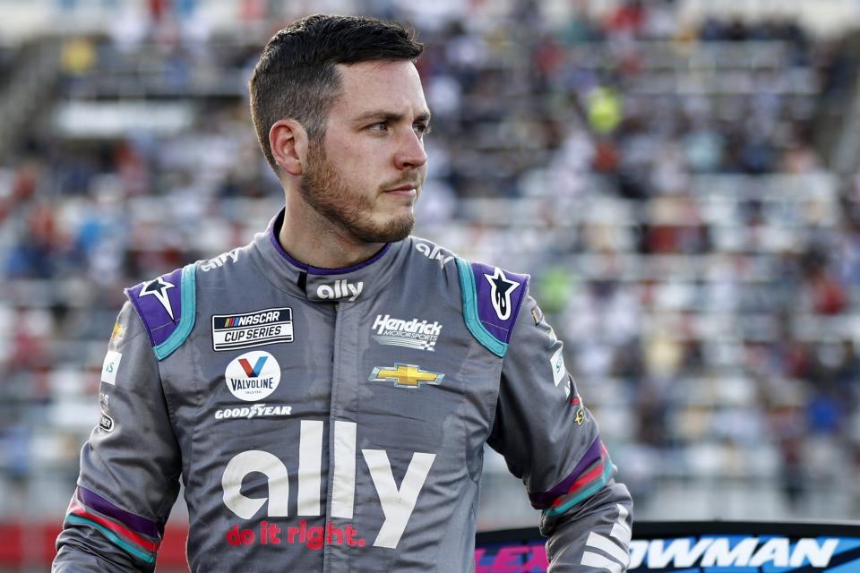 CONCORD, NORTH CAROLINA - OCTOBER 10: Alex Bowman, driver of the #48 Ally x Charlotte FC Chevrolet, exits his car after the NASCAR Cup Series Bank of America ROVAL 400 at Charlotte Motor Speedway on October 10, 2021 in Concord, North Carolina. (Photo by Jared C. Tilton/Getty Images) | Getty Images