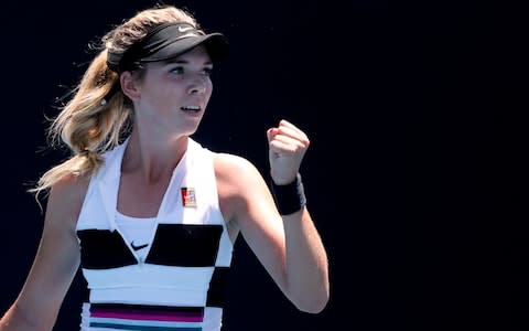 Britain's Katie Boulter reacts during the match against Russia's Ekaterina Makarova - Credit: REUTERS