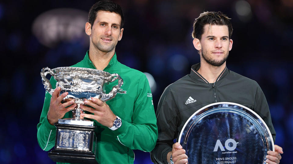 Pictured here, 2020 Australian Open finalists Novak Djokovic and Dominic Thiem.