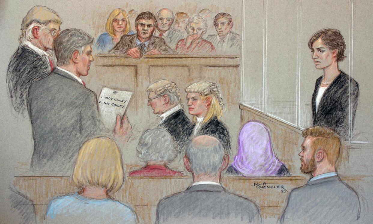 <span>Artists’ impression of the verdict of Helen Titchener’s trial being delivered in Borchester crown court. </span><span>Photograph: Julia Quenzler/ BBC</span>