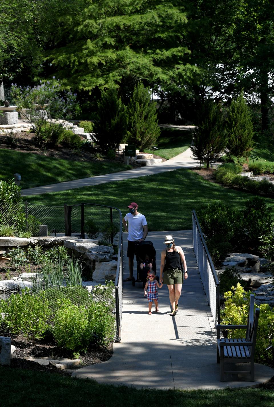 Families walk the garden trails at Cheekwood's Bracken Foundation Children's Garden.