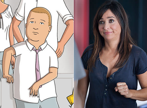 "Californication" star Pamela Adlon voiced Bobby Hill on "King of the Hill." Adlon has lent her voice to a variety of other projects including "Recess," "Pound Puppies" and "Pepper Ann" and she recently recurred on NBC's "Parenthood."