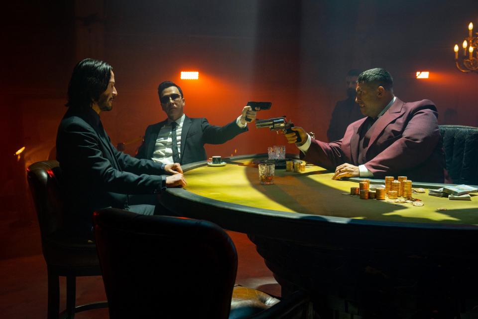 Keanu Reeves plays John Wick, Donnie Yen portrays Caine and Scott Adkins is Killa in "John Wick: Chapter 4."