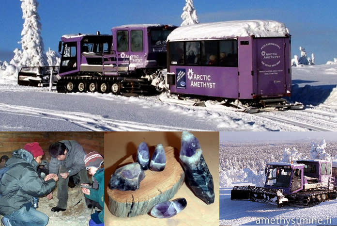 搭乘特有的紫晶列車前往洛斯托紫水晶礦區。 圖片提供/歐雅旅行社、圖片來源/amethystmine.fi 