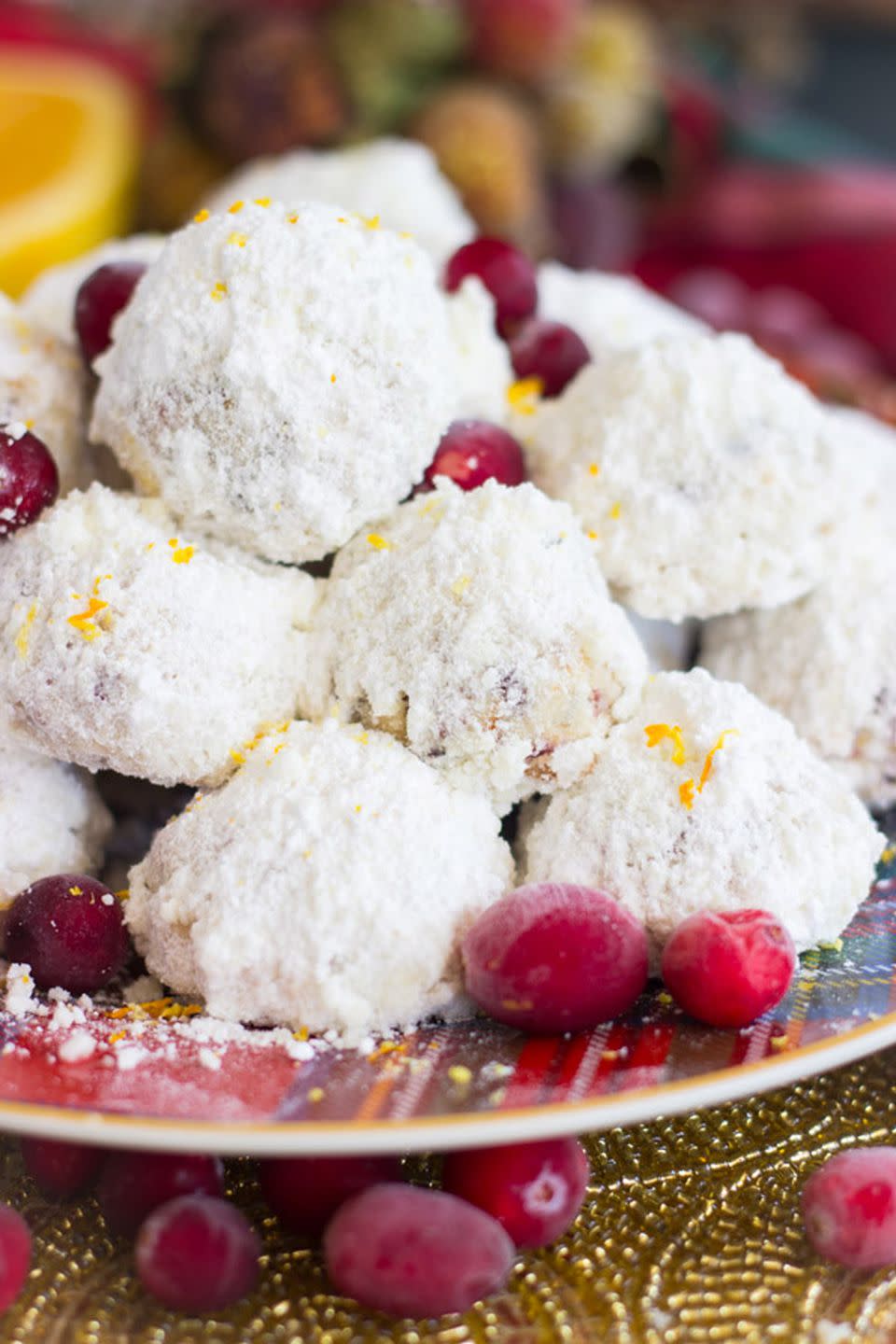 Cranberry Orange Snowball Cookies