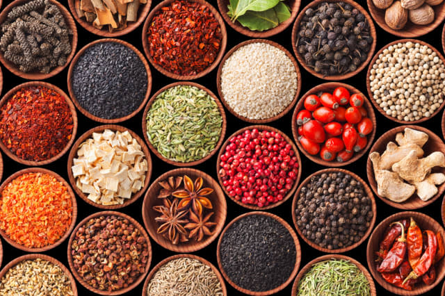 Seamless texture with spices and herbs