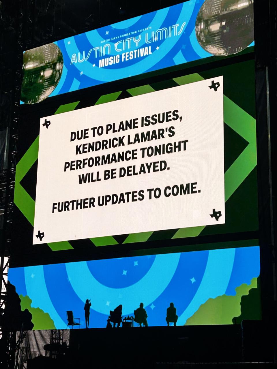 ACL Fest producers flashed this message on the American Express stage screens.