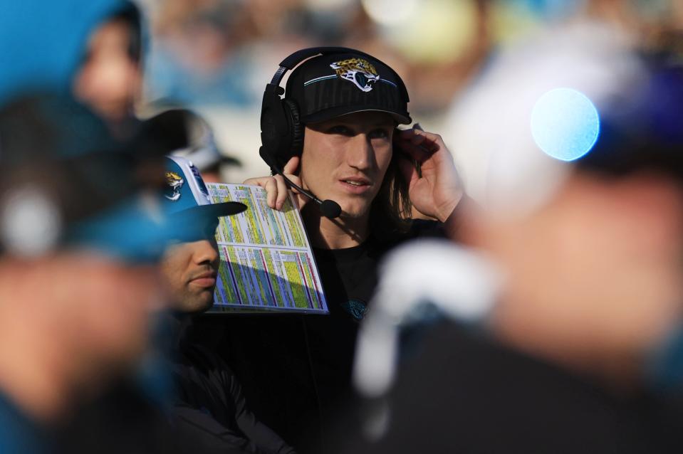 Jaguars quarterback Trevor Lawrence watched Sunday's 26-0 victory over Carolina from the sidelines, missing his first NLF game.