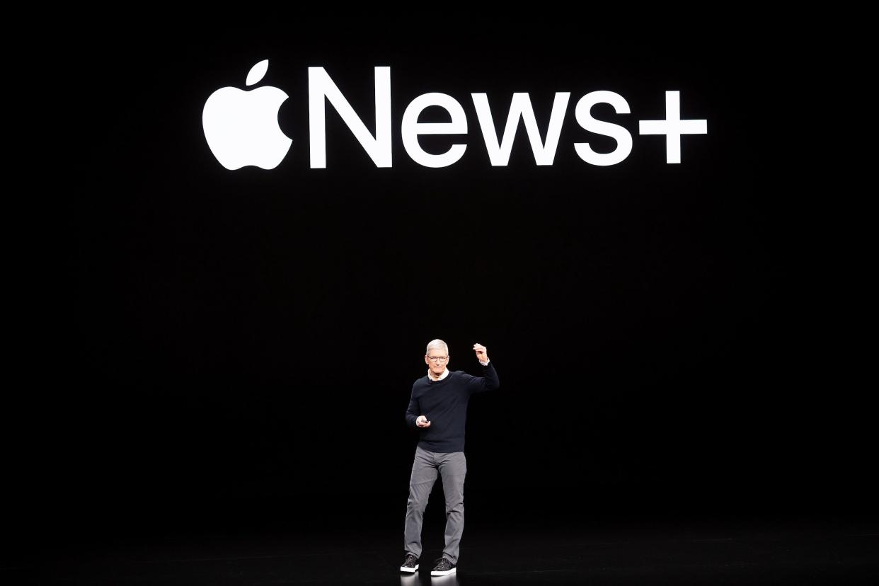 Apple CEO Tim Cook introduces Apple News+ (Reuters)