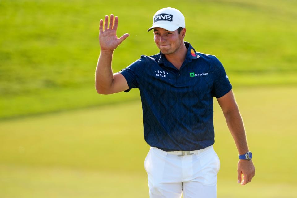 Viktor Hovland won The Memorial on Sunday, in a playoff over Denny McCarthy. On Monday he caddied for his old college roommate in a 36-hole U.S. Open sectional.