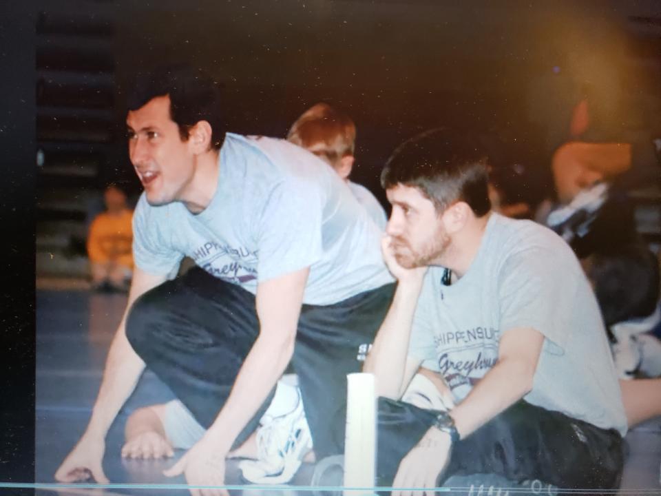 Bill Wolfe Jr. and brother-in-law Joey Finkey coach alongside one-another. (photo via Joey Finkey)