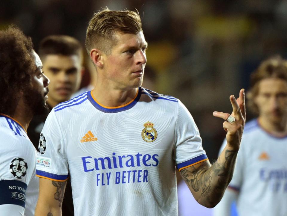 Real Madrid midfielder Toni Kroos was confused by the call  (AFP via Getty Images)