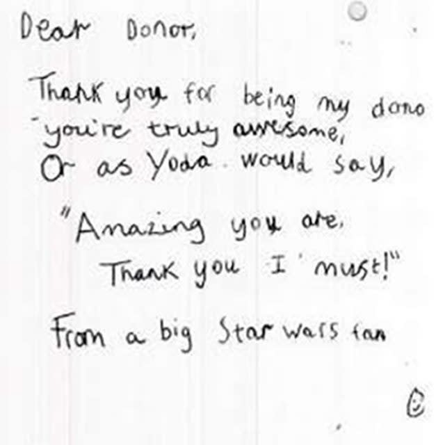 'Thank you' from a young Star Wars fan