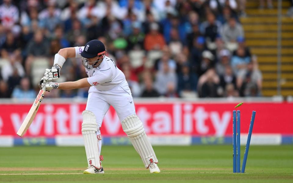 Alex Lees of England is bowled by Jasprit Bumrah - Getty Images Europe