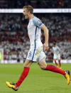 <p>England’s Eric Dier celebrates after scoring his side’s first goal during the World Cup Group F qualifying soccer match between England and Slovakia at the Wembley stadium in London, Great Britain, Monday, Sept. 4, 2017. (AP Photo/Frank Augstein) </p>