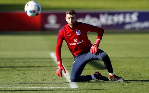 England's Angus Gunn during under-21 training at St. George's Park, Burton upon Trent - Credit:  REUTERS