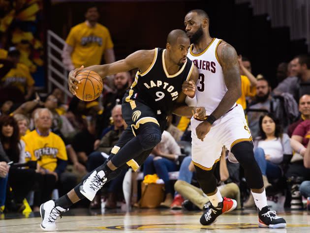 Serge Ibaka goes right back at LeBron James. (Getty Images)