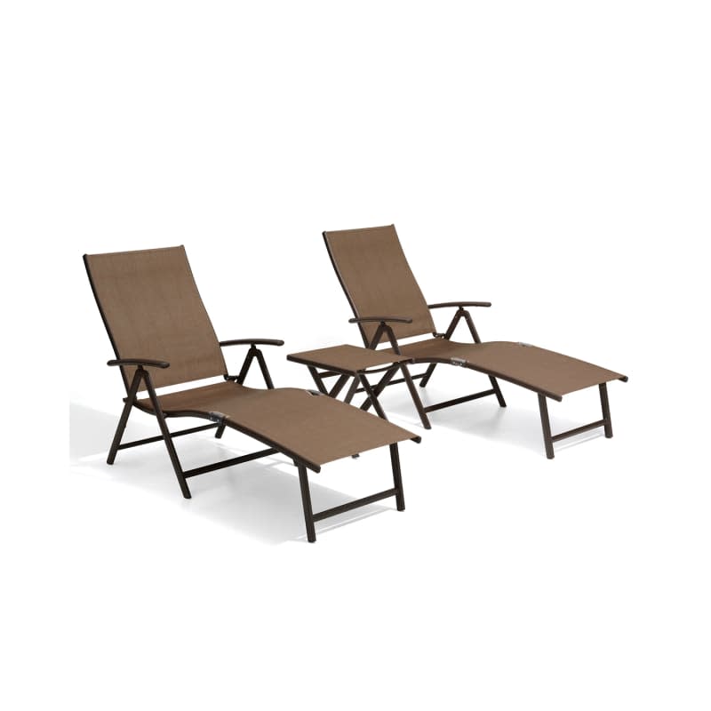 Cllgone Outdoor Metal Chaise Lounges, Set of 2 with Table