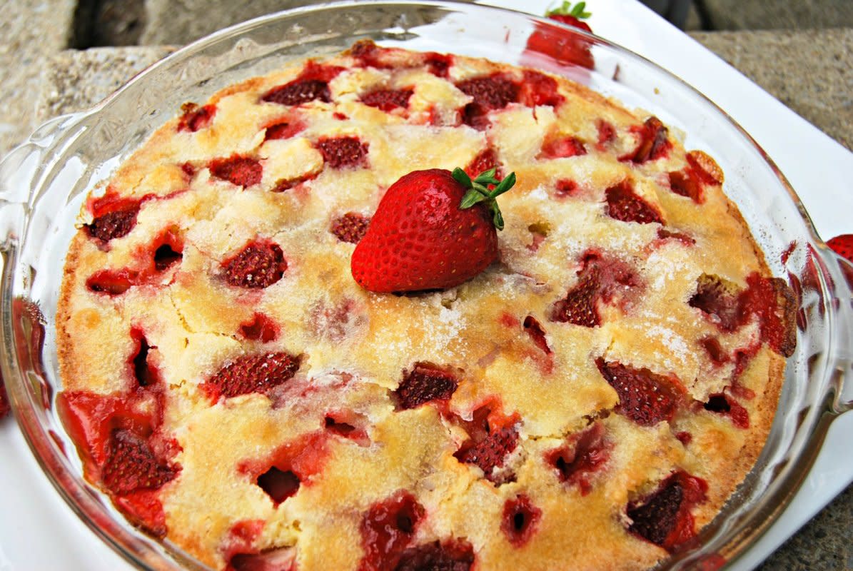 <p>Krista Marshall</p><p>This unique pie is great to whip up quickly after a trip to the berry patch.</p><p><strong>Get the recipe: <a href="https://parade.com/842730/kristamarshall/crustless-strawberry-pie/" rel="nofollow noopener" target="_blank" data-ylk="slk:Crustless Strawberry Pie;elm:context_link;itc:0;sec:content-canvas" class="link rapid-noclick-resp">Crustless Strawberry Pie</a></strong></p>