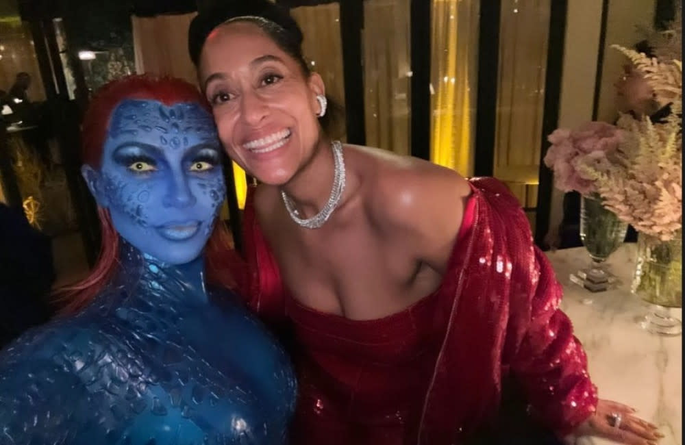 Kim Kardashian dressed as Mystique without realising Tracee Ellis Ross' party wasn't Halloween themed (c) Instagram credit:Bang Showbiz