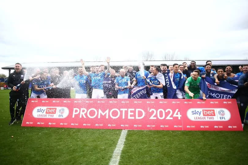 The players celebrated after fans left the pitch -Credit:Phil Oldham/REX/Shutterstock