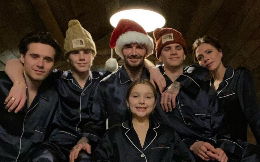 A photograph of the Beckhams at their Cotswolds home, posted on Instagram on Christmas Day. Tabloid reports later suggested they were en route to Florida