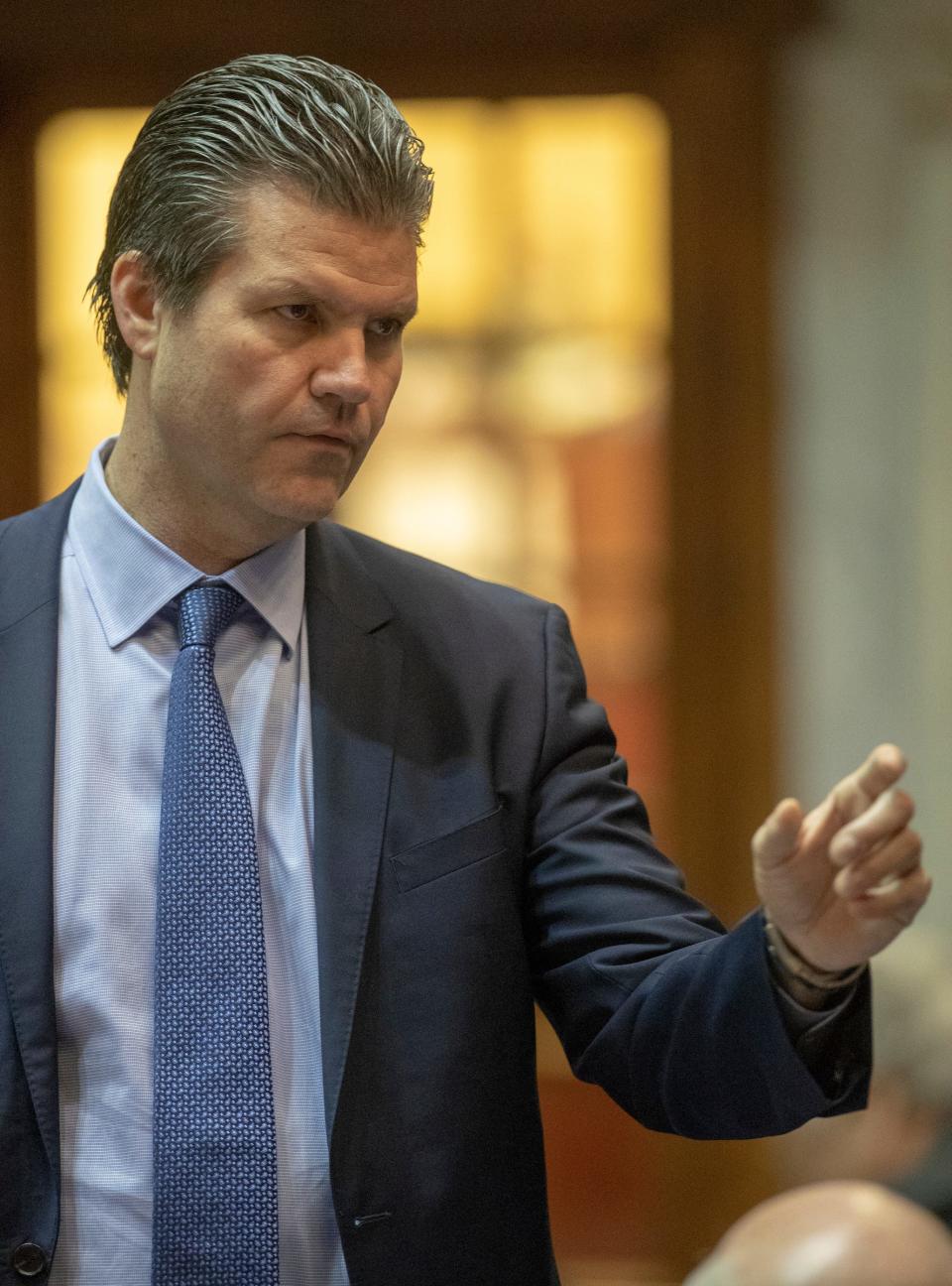 Ryan Mishler, Republican Senator, during the final scheduled day of the legislative session, Indiana Statehouse, Indianapolis, Wednesday, April 24, 2019. 
