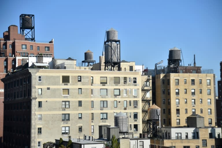 Water tanks can be seen atop buildings on New York's Upper East Side -- they are a vestige of the past that endures