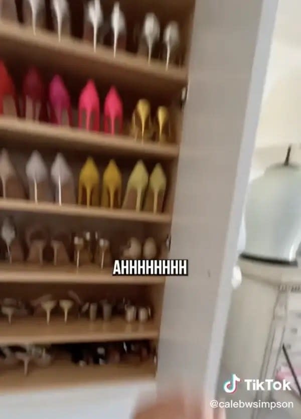 video of rich person's shoe closet