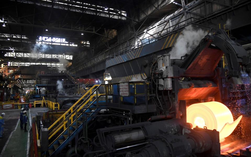 The steel rolling mill at the Tata Steel plant in Port Talbot, Wales - TOBY MELVILLE/POOL/AFP via Getty Images