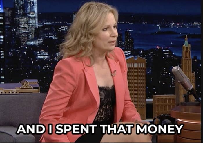 a woman saying, "And I spent that money."