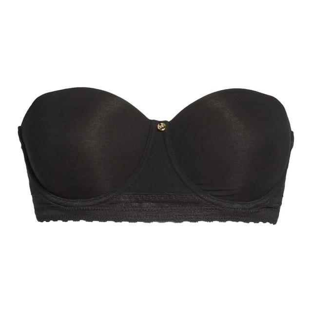 Strapless Lycra Brassiere in Black with Chantilly Lace