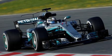 Formula One - F1 - Test session - Barcelona-Catalunya racetrack in Montmelo, Spain - 27/2/17. Mercedes' Valtteri Bottas in action. REUTERS/Albert Gea/File Photo