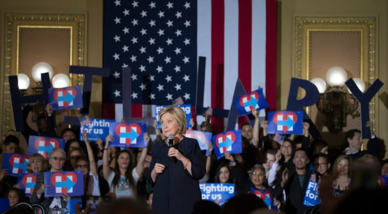 Democratic presidential candidate Hillary Clinton speaks at a rally in San Francisco, California on May 26, 2016