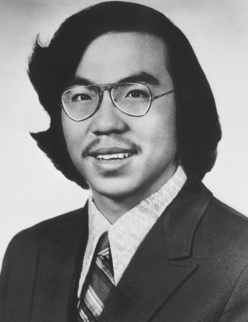 Black-and-white photo of Vincent Chin, who is wearing glasses and in a suit and tie