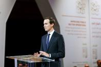 FILE PHOTO: White House senior adviser Jared Kushner speaks at the "Peace to Prosperity" conference in Manama