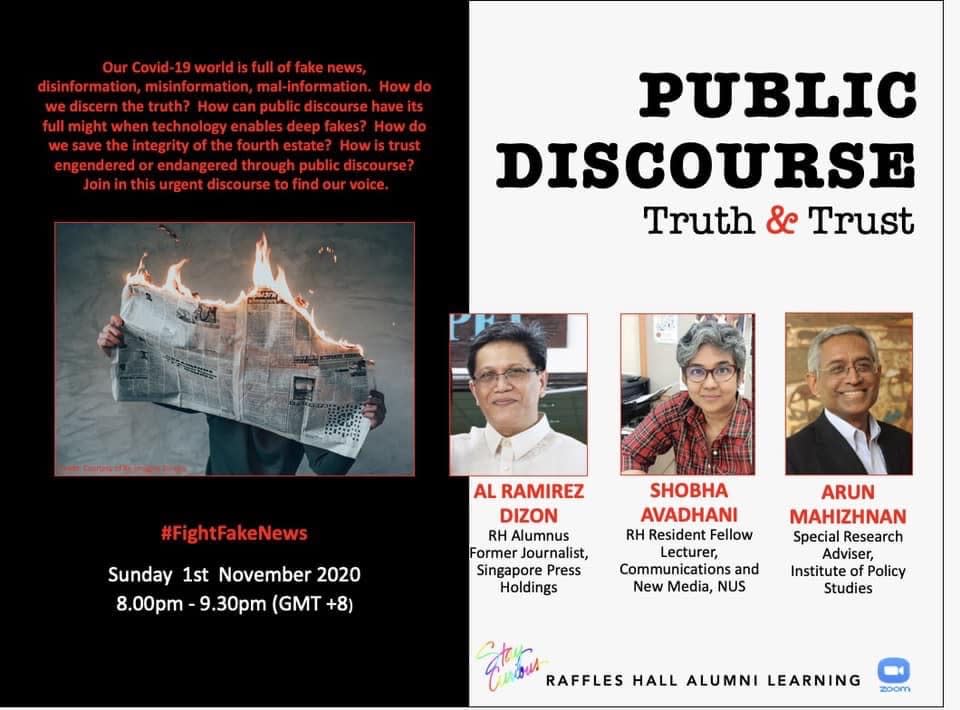 Public Discourse Truth & Trust webinar. (PHOTO: Raffles Hall Association Facebook group)