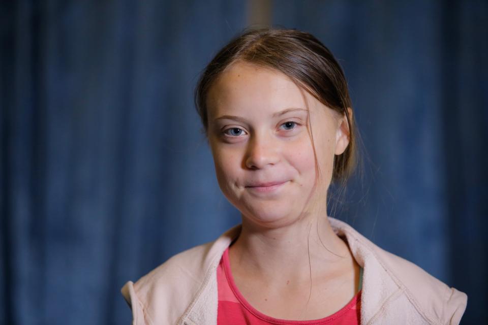 Swedish environmental activist Greta Thunberg, attends an interview with AP before the Climate Strike, at City Hall, Friday, Sept. 20, 2019 in New York. Tens of thousands of protesters joined rallies on Friday as a day of worldwide demonstrations calling for action against climate change began ahead of a U.N. summit in New York. (AP Photo/Eduardo Munoz Alvarez)