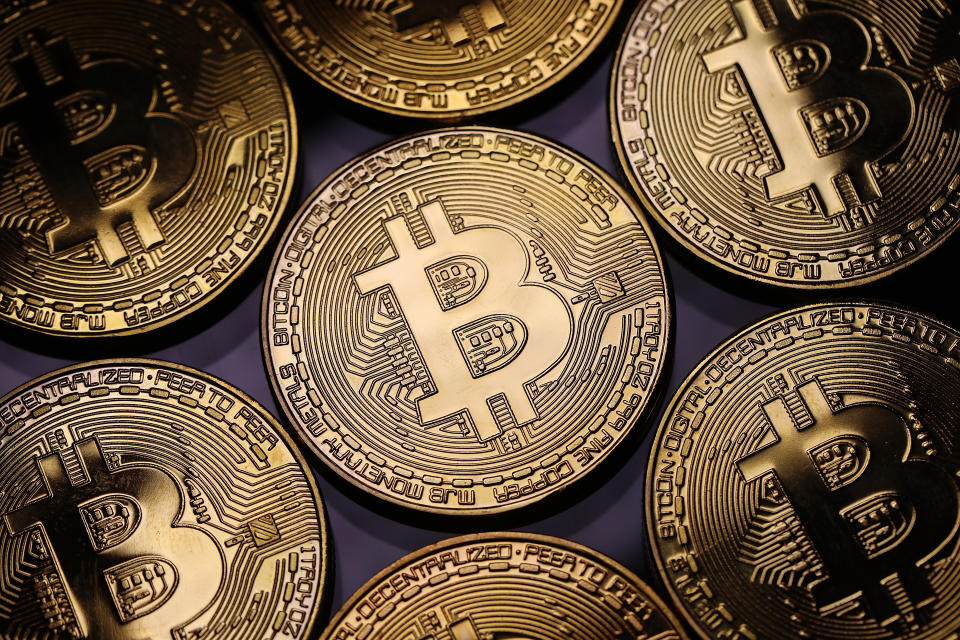 At risk: A visual representation of the digital Cryptocurrency, Bitcoin. Photo: Dan Kitwood/Getty Images