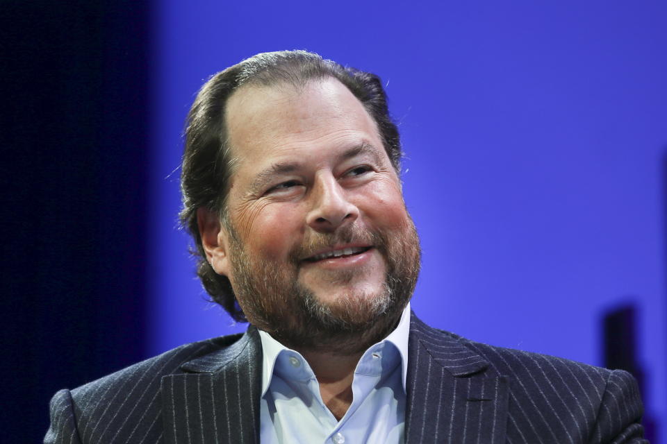 Marc Benioff, Founder, Chairman, and CEO of Salesforce, participates in a panel discussion at the 2015 Fortune Global Forum in San Francisco, California November 3, 2015. REUTERS/Elijah Nouvelage