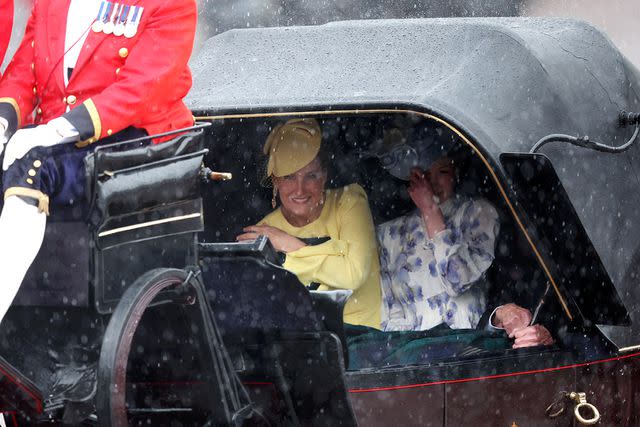 <p>Chris Jackson/Getty </p> Duchess Sophie and Lady Louise at Trooping the Colour 2024